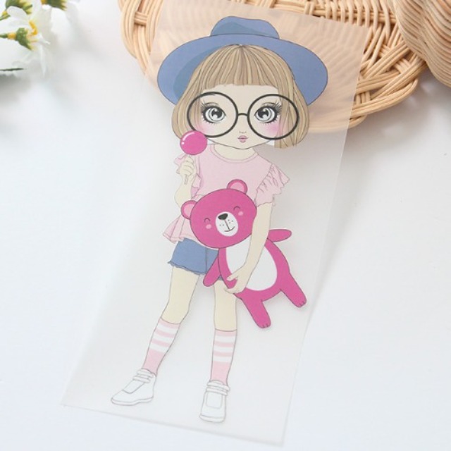 3D전사지]핑크곰돌이와 소녀-34번(93034)천도매몰