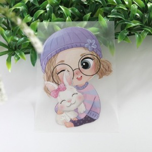 3D전사지]안경소녀와 토끼-47번(93047)천도매몰